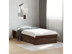 Cama Con Cajones Madera De Ingeniería Marrón Roble 75x190 Cm