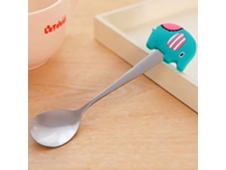Cuchara De Acero Inoxidable Con Mango De Silicona Animado Para La Cena, El Café Y Los Aperitivos.
