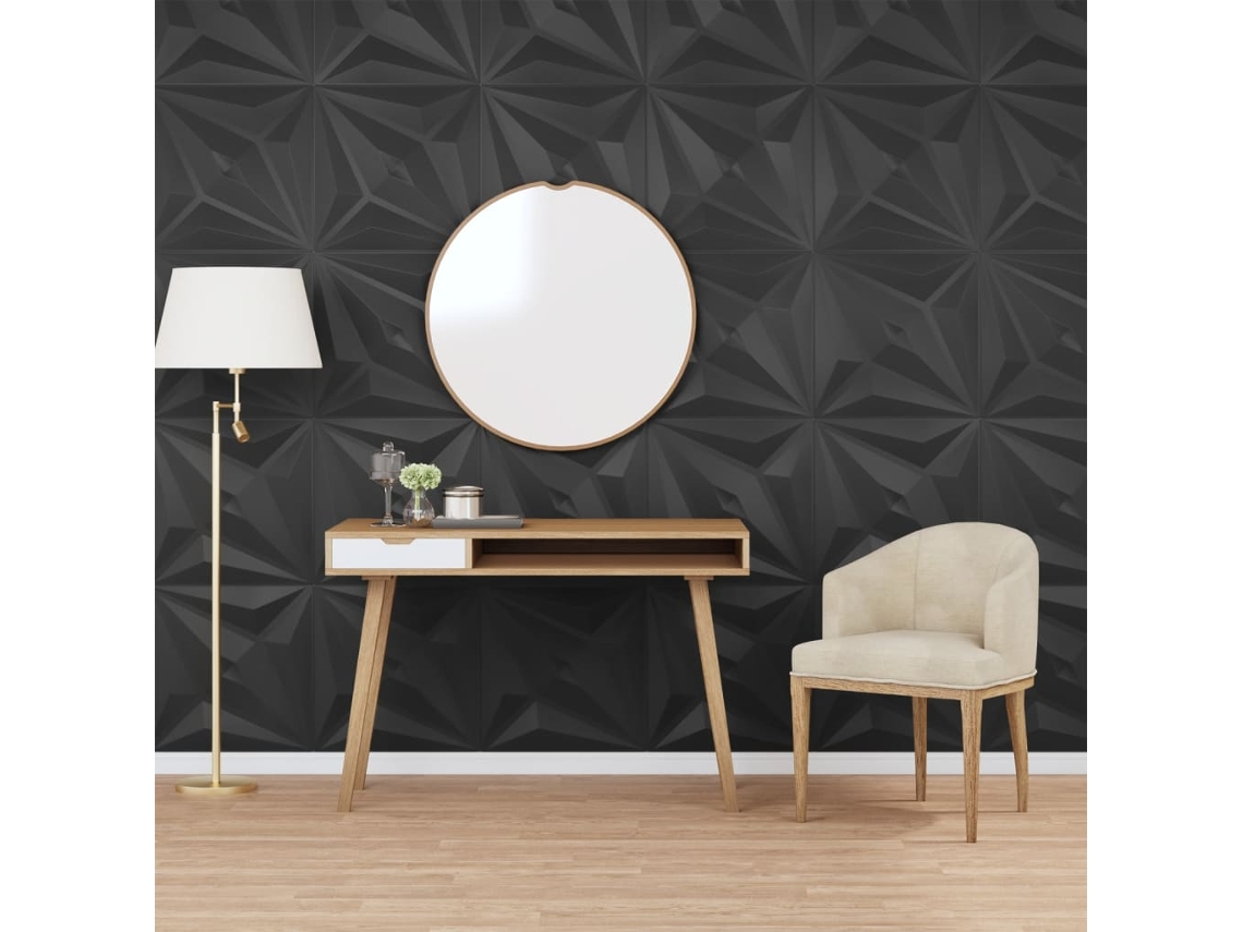 Paneles De Pared 12 Uds Xps Estrella Negro 50x50 Cm 3 M²
