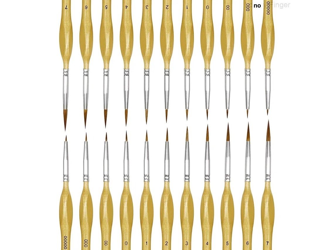 Juego de 22 pinceles miniatura para detalles con cerdas de nailon y madera MDUG (color madera)