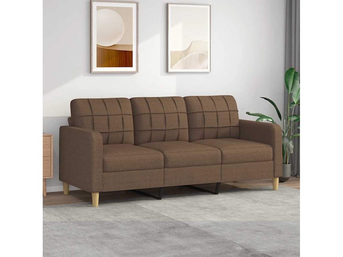Sofá De 3 Plazas | Sofá De Salón | Sofá De Descanso De Tela Marrón 180 Cm