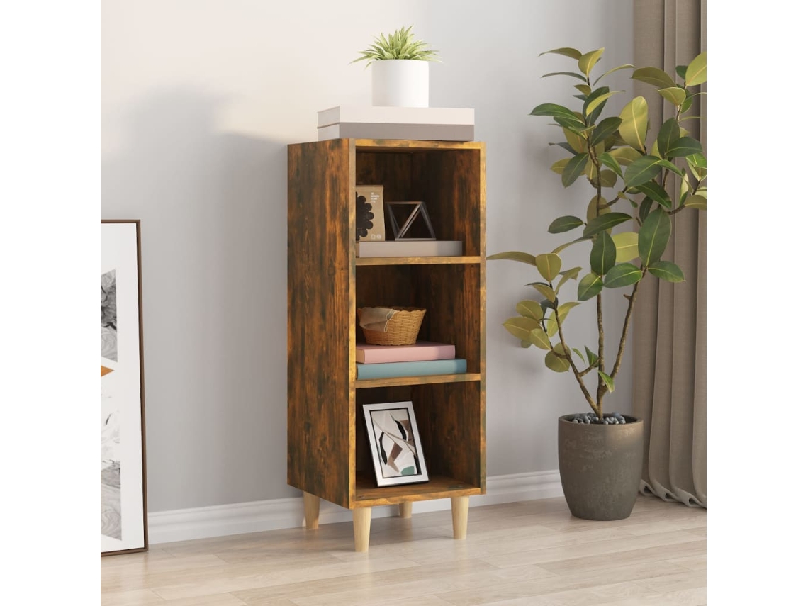Aparador | Mueble De Comedor | Buffet Madera Contrachapada Roble Ahumado 34,5x32,5x90 Cm Wsd588771