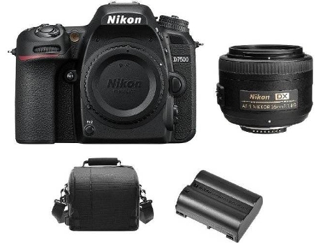 Kit Cámara Réflex NIKON D7500 + AF-S 35MM F1.8G DX + Funda para cámara + Bateria EN-EL15A