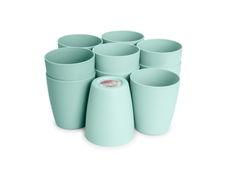 Set de 12 Vasos de Agua de 400 ml Reutilizables. Color Verde PLASTIC FORTE