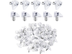 100 Pasadores Para Estantes De 5 Mm, De Acero Galvanizado Y Soportes De Plástico Transparente Para Gabinetes De Vidrio O Madera.