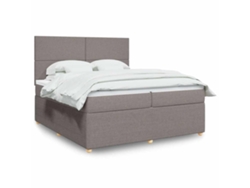 Cama Box Spring Con Colchón Tela Gris Taupe 200x200 Cm