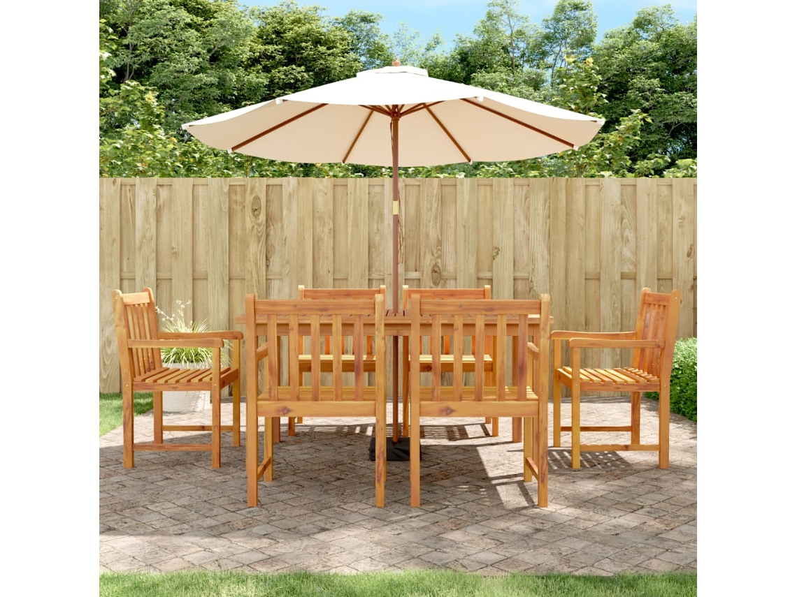 Sillas de jardín (6 unidades, 56 x 55,5 x 90 cm, madera maciza de acacia, DKD Home Decor)