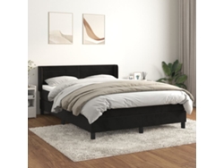 Cama Box Spring Con Colchón Terciopelo Negro 140x200 Cm