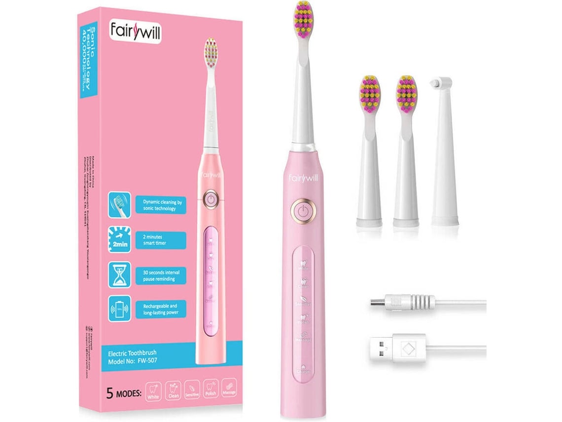 Cepillo de Dientes Eléctrico FAIRYWILL FW-ETFW-507 Plus (Rosa