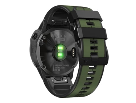 Correa de Silicona dos colores 22mm para Garmin Descent G1/Fenix 7/Fenix 6 Pro/Fenix 5 Plus - verde militar/negro