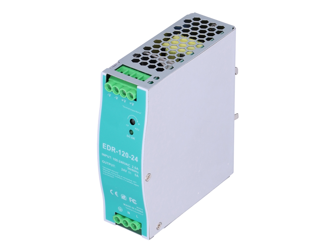 Fuente de alimentación industrial para rieles, 24 V, 5 A, 120 W, estable, CA 100-240 V, Edr-120-24