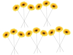 Elegante juego de 15 estacas de girasoles artificiales para decoración de jardín, patio y hogar de Ca Gokoco