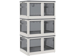 Caja de almacenamiento de 69L, baúl apilable con ruedas, plegable, acceso de 5 lados, blanco.