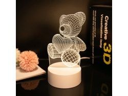 Lámpara de noche con ilusión 3D, interruptor táctil de 7 colores y fuente de alimentación USB (oso abrazando corazones)