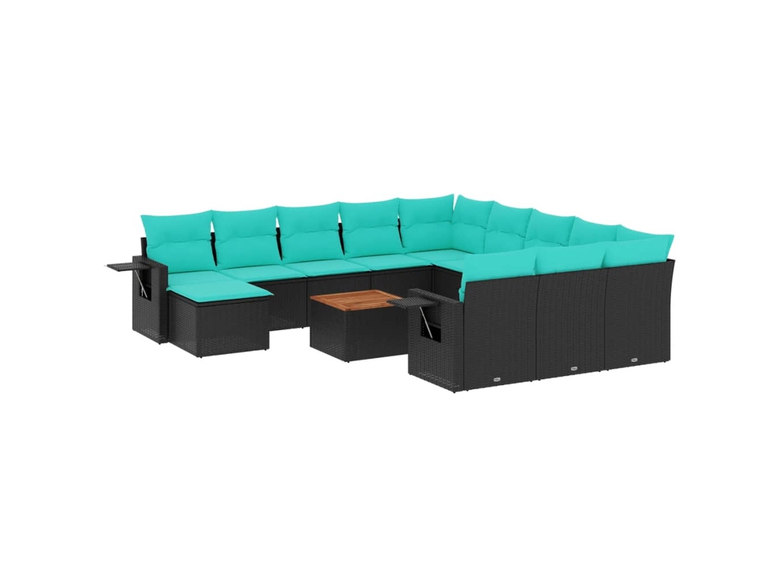 Maison Exclusive - Conjunto De Sofá De Jardín De 13 Piezas Con Cojines, De Poliratán Negro