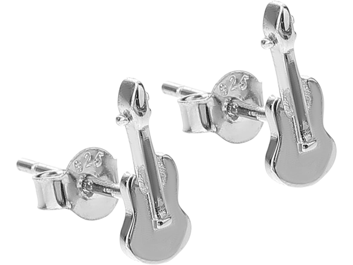 Pendientes Decorativos De Guitarra Creativos Y Contemporáneos En Plata De Ley 925 Para Mujer.