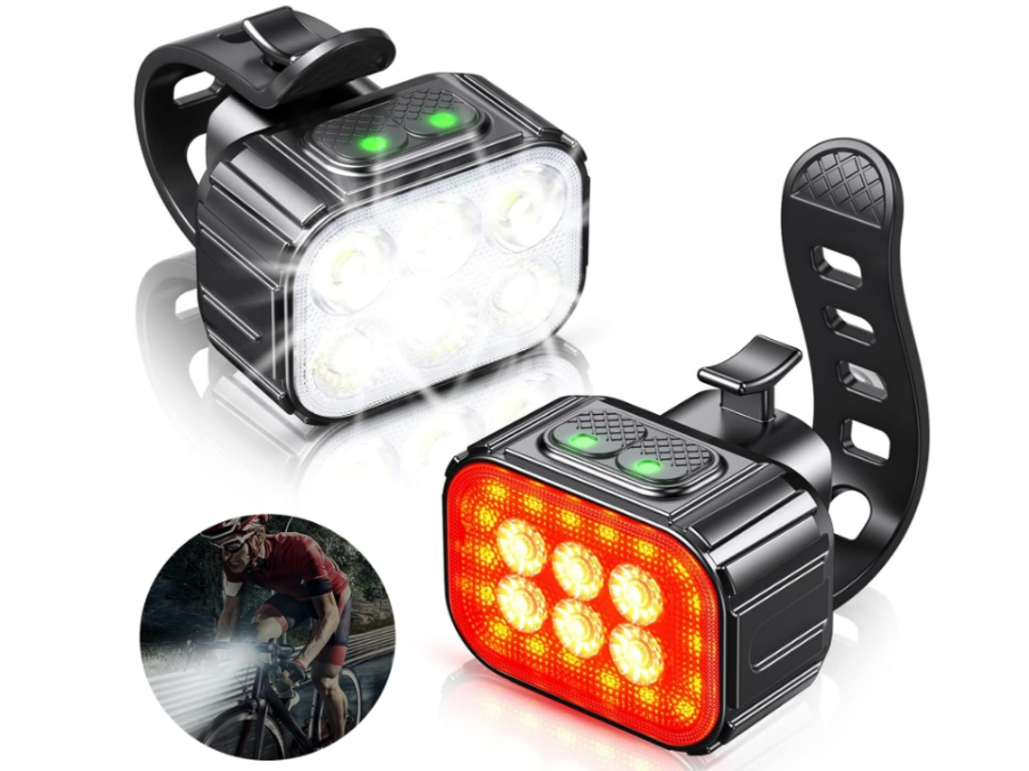 Juego De Luces Para Bicicleta, Luces Delanteras Y Traseras Con Correas Ajustables, Luces Intermitentes Recargables, Luces Impermeables Ipx6