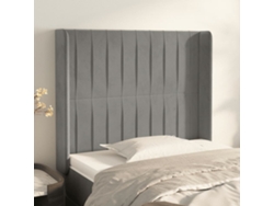 Cabecero Con Orejas De Terciopelo Gris Claro 103x16x118/128 Cm