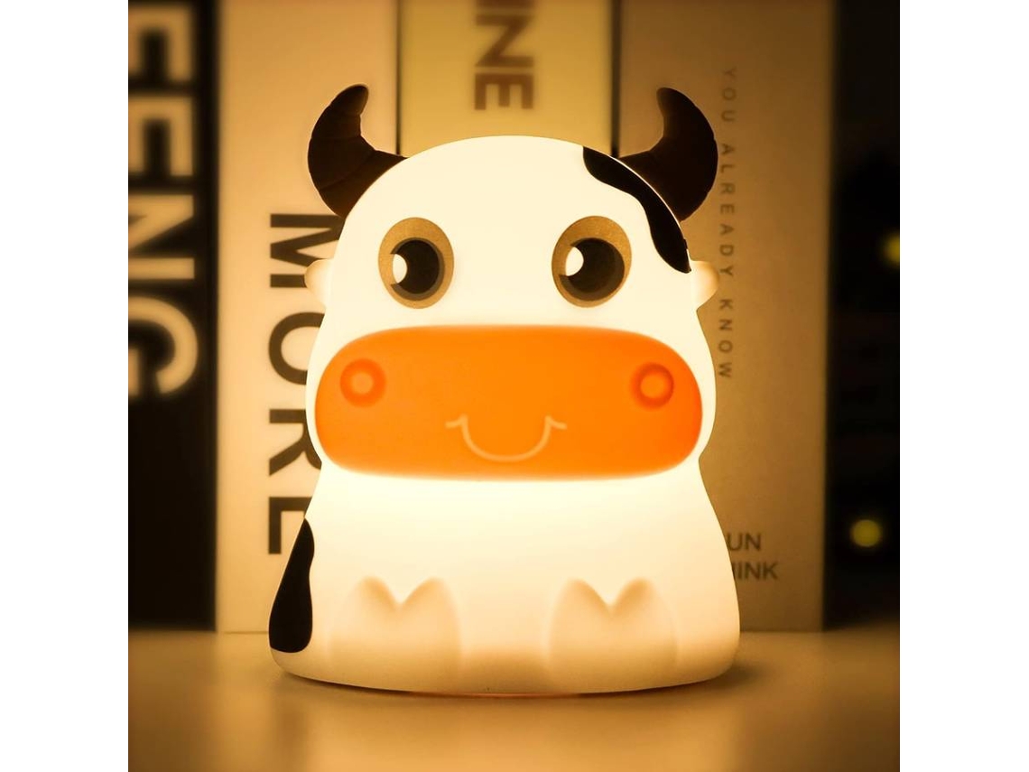 Luz de noche para niños, portátil, recargable, con control táctil, cambia de color (blanco)