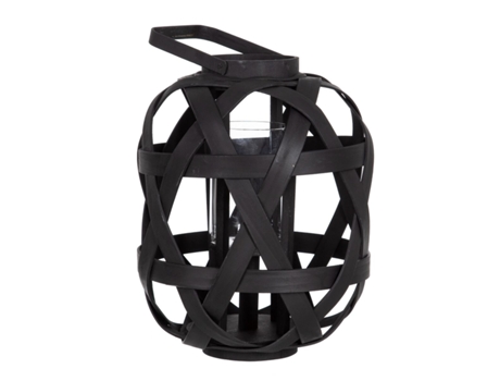Farol 29 x 29 x 37 cm Portavelas Negro Bambú