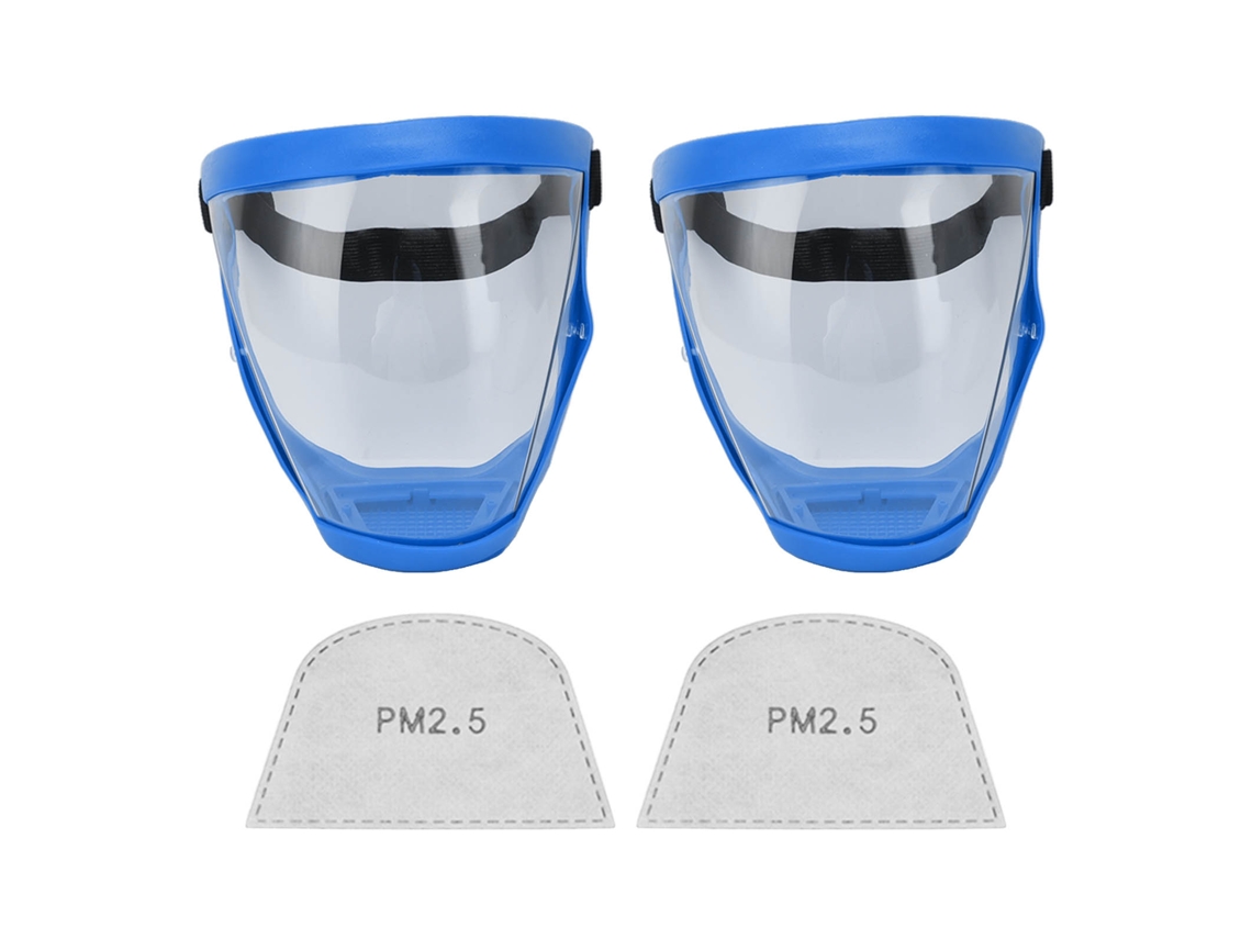 2 Protectores Faciales Transparentes Reutilizables Con Almohadillas De Algodón, Filtro Azul Y Blanco.