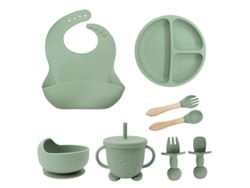Set De Alimentación Para Bebés De Silicona De 8 Piezas | Artículos Para Que Tu Bebé Aprenda A Alimentarse Solo (verde)
