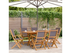 Sillas de jardín plegables DKD Home Decor, 6 piezas, tela/madera maciza, antracita