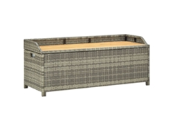 Banco de jardín con almacenaje 120 cm mimbre gris Dkd Home Decor