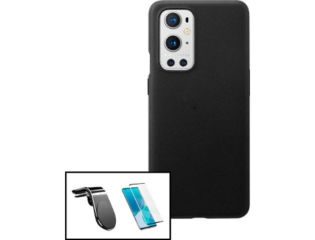 Carcasa + Protector + Soporte OnePlus 9 Pro PHONECARE Silicona Líquida Negro