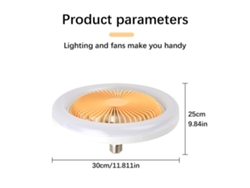 Mini ventilador de techo con luz LED, funcionamiento silencioso y control remoto.