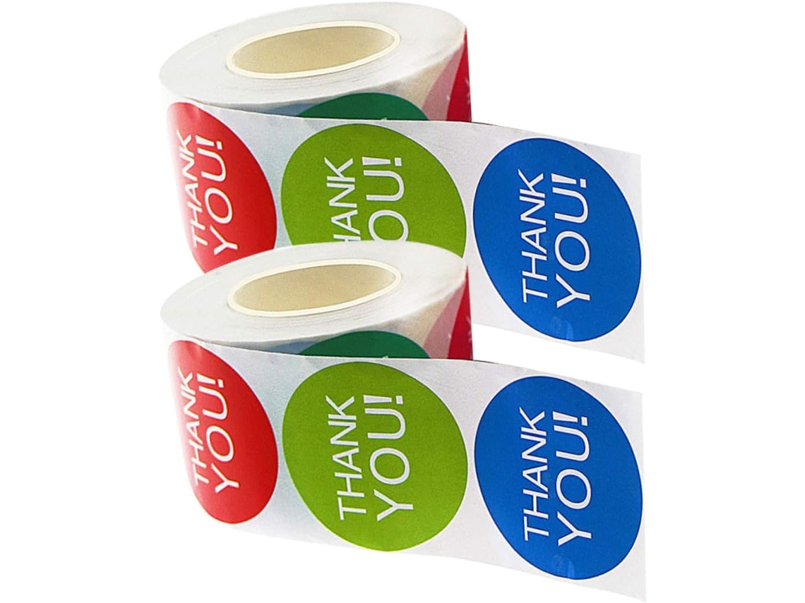 2 rollos de pegatinas de agradecimiento para cerrar bolsas y decorar regalos. Chaberlu
