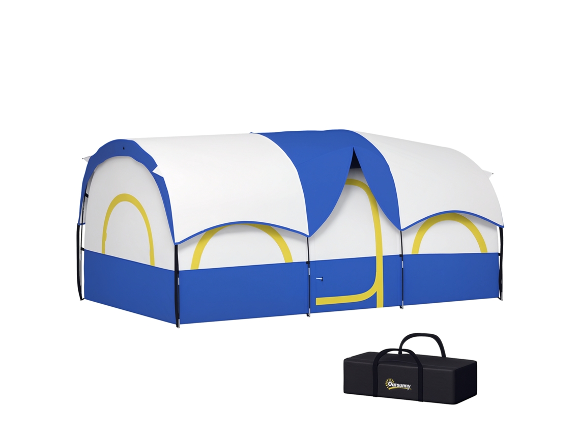 Tienda de campaña familiar para 4-6 personas, impermeable, con habitaciones separadas, 435x251x195cm, azul y blanco.