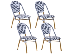 Conjunto de 4 sillas BELIANI Rifreddo de Ratán sintético Azul 42x57x88