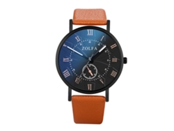Reloj De Pulsera Para Hombre De Piel Sintética Con Números Romanos, Movimiento De Cuarzo, Color Café.