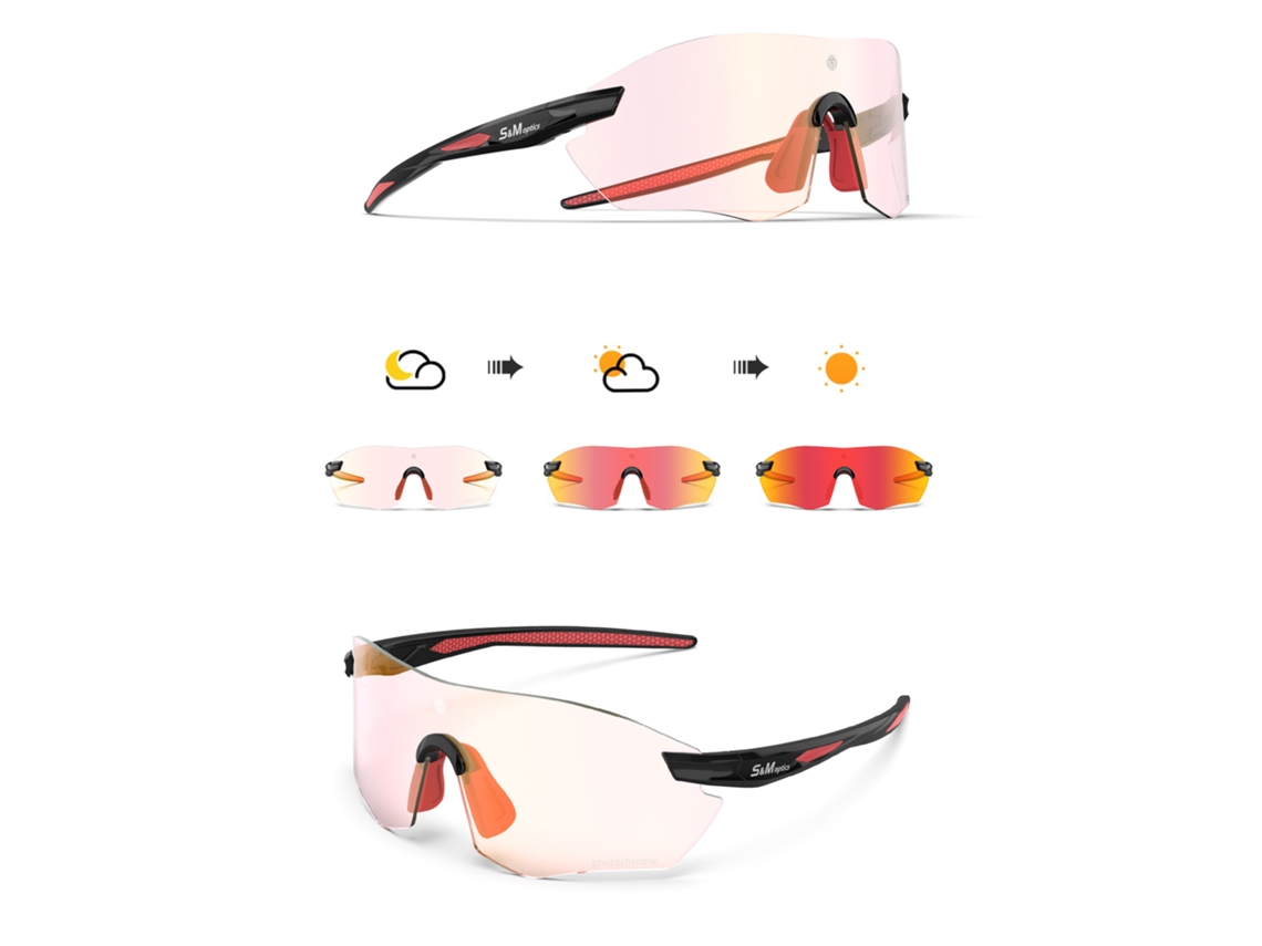 Gafas de seguridad fotocromáticas Yuysan para uso diurno y nocturno, color rojo.