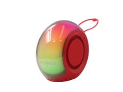 Coluna Wireless Portátil Com Luz Led Sanda Sk-19 Vermelho