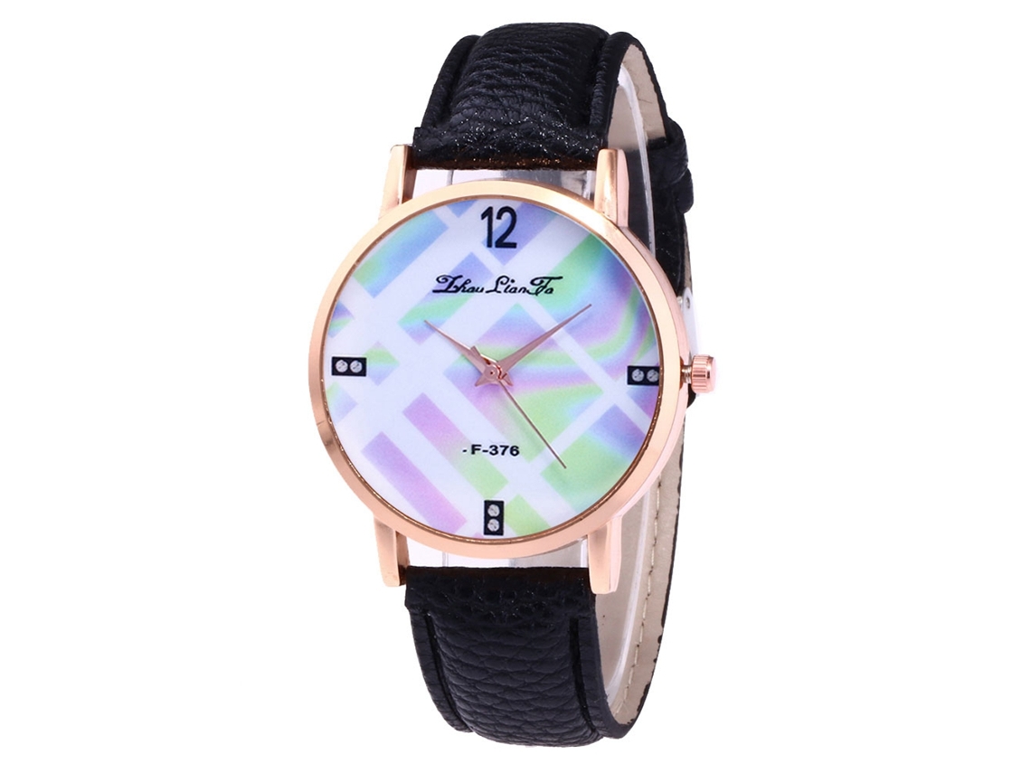 Reloj Casual De Moda Zhoulianfa Unisex De Cuarzo Con Correa De Cuero Negro