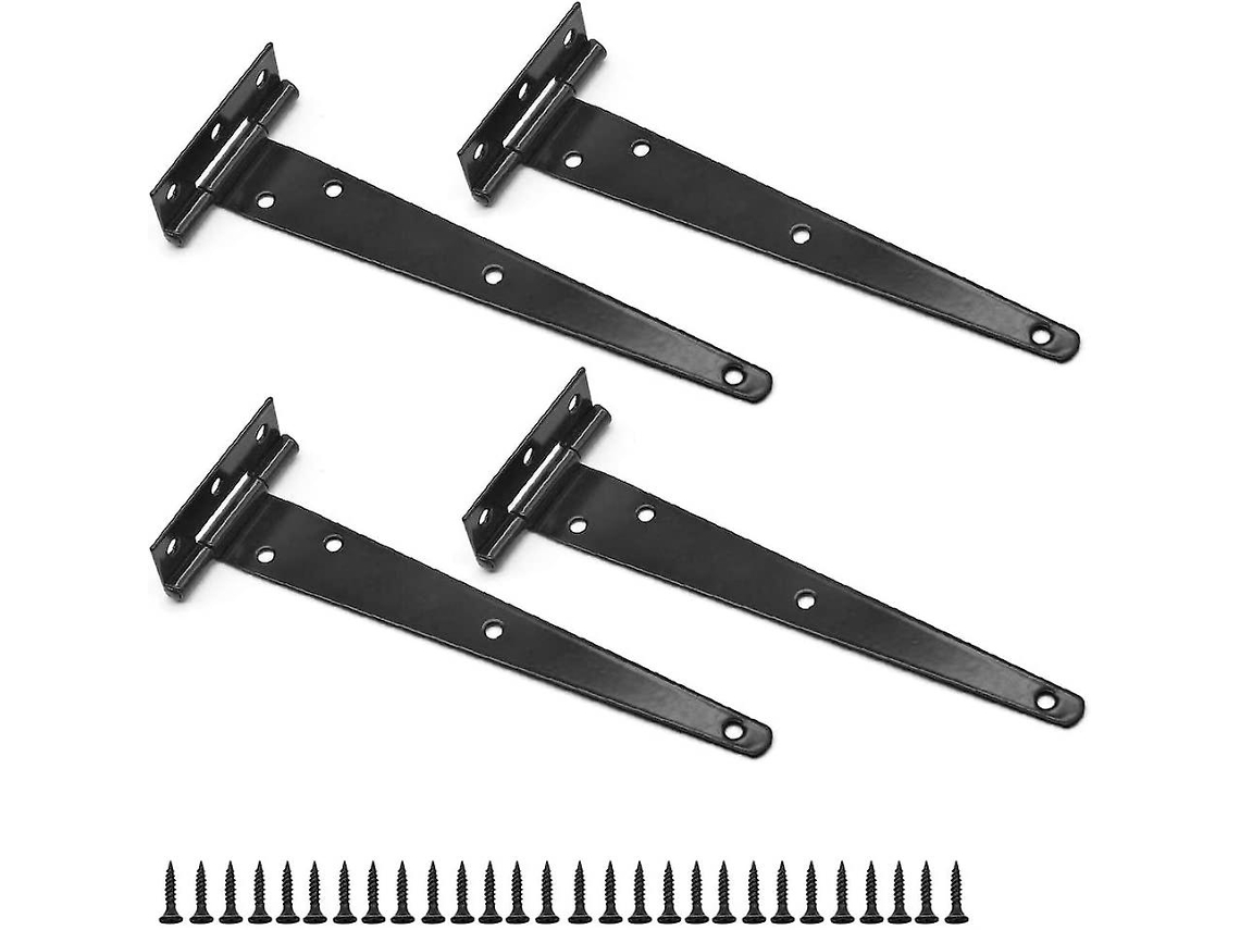 4 Bisagras T De 8 Pulgadas De Metal Negro Para Puertas De Granja, Resistentes, Con 28 Tornillos, 200 Mm