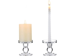 2 Suportes de Velas de Vidro, 8cm de Altura, para Casamento e Decoração Elegante