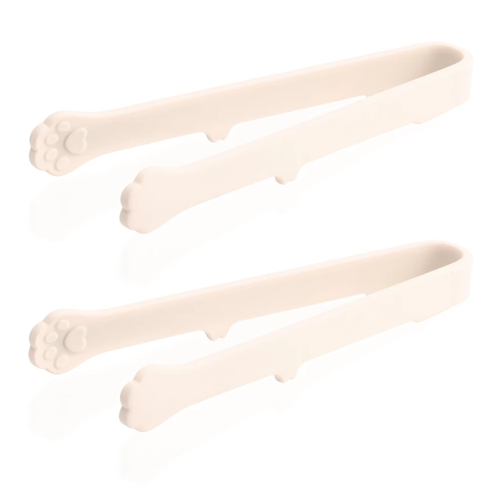 (beige) Mini Pinza Para Alimentos Antiadherente, Fabricada En Silicona Resistente Al Calor, Compacta Y Portátil.