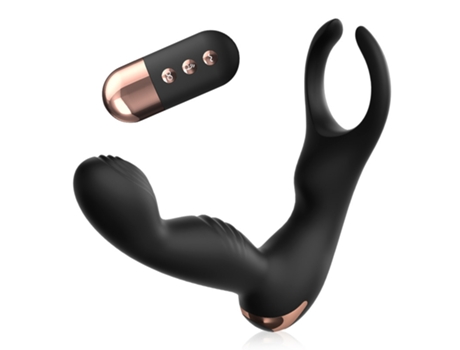 Vibrador de masaje de silicona con control remoto inalámbrico de 10 frecuencias para hombres (negro) YIZHOOD