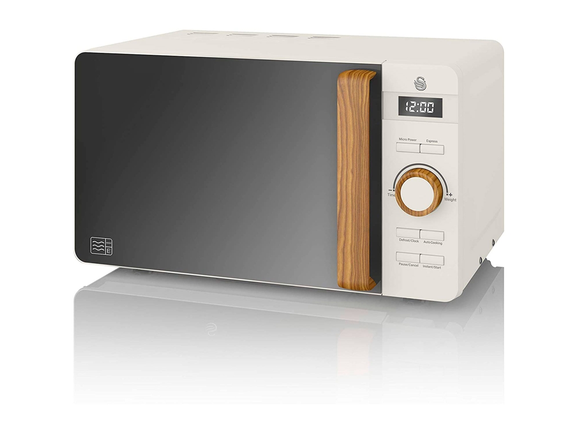 Nordic Microondas Digital, 20l, 6 Niveles, Temporizador, Tirador Efecto Madera, Diseño Swan Sm22036whtneun Blanco