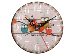 Reloj de pared redondo creativo en forma de búho antiguo, ideal para la decoración del hogar y la oficina.