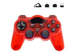 CUICH 2.7G Mando A Distancia Inalámbrico Con Joystick Adecuado Para Teléfonos Inteligentes, Tabletas Y Cajas De Tv Inteligentes, Rojo Transparente
