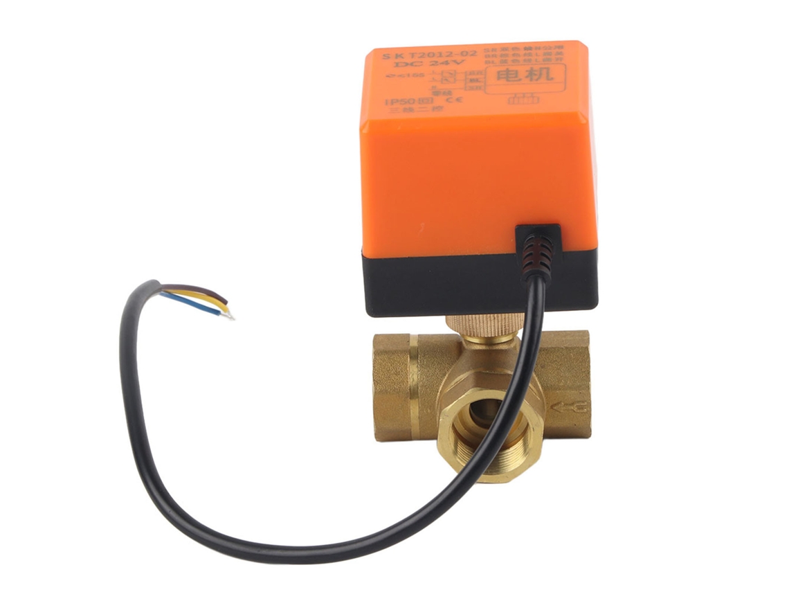 Válvula De Bola Motorizada De Latón De 3 Vías Dn20 G3/4 Para Aire Acondicionado Dc24v
