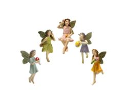 5 miniaturas de hadas de resina sintética, miniesculturas de hadas con flores, adornos para macetas, decoración de jardín, césped y patio.