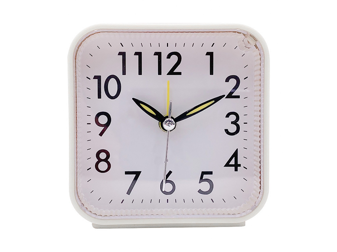 Reloj Despertador Analógico Pequeño Y Silencioso Con Función De Repetición Y Luz, Funciona Con Pilas, Ideal Para Viajes Y Para Colocar Sobre Una Mesa, Color Blanco.