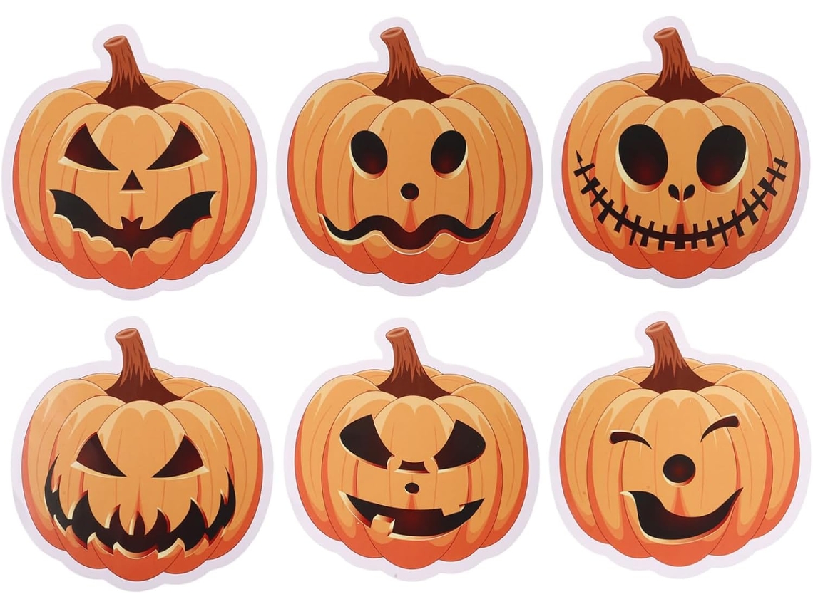 Juego de 6 tatuajes temporales decorativos de Halloween para suelos, paredes y ventanas - GOKOCO