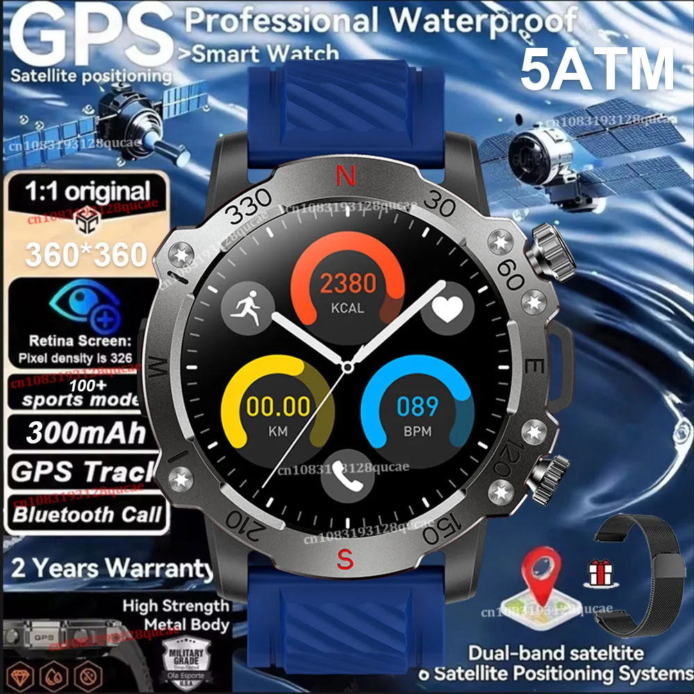 Reloj Inteligente Gps (azul + Correa De Malla), Resistente Al Agua, Con Gps Gnss De Doble Frecuencia Integrado Y Seguimiento De Actividad.