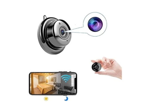 Mini cámara inalámbrica Wifi Audio bidireccional cámara de seguridad para el hogar con visión nocturna detección de movimiento negro BISBISOUS